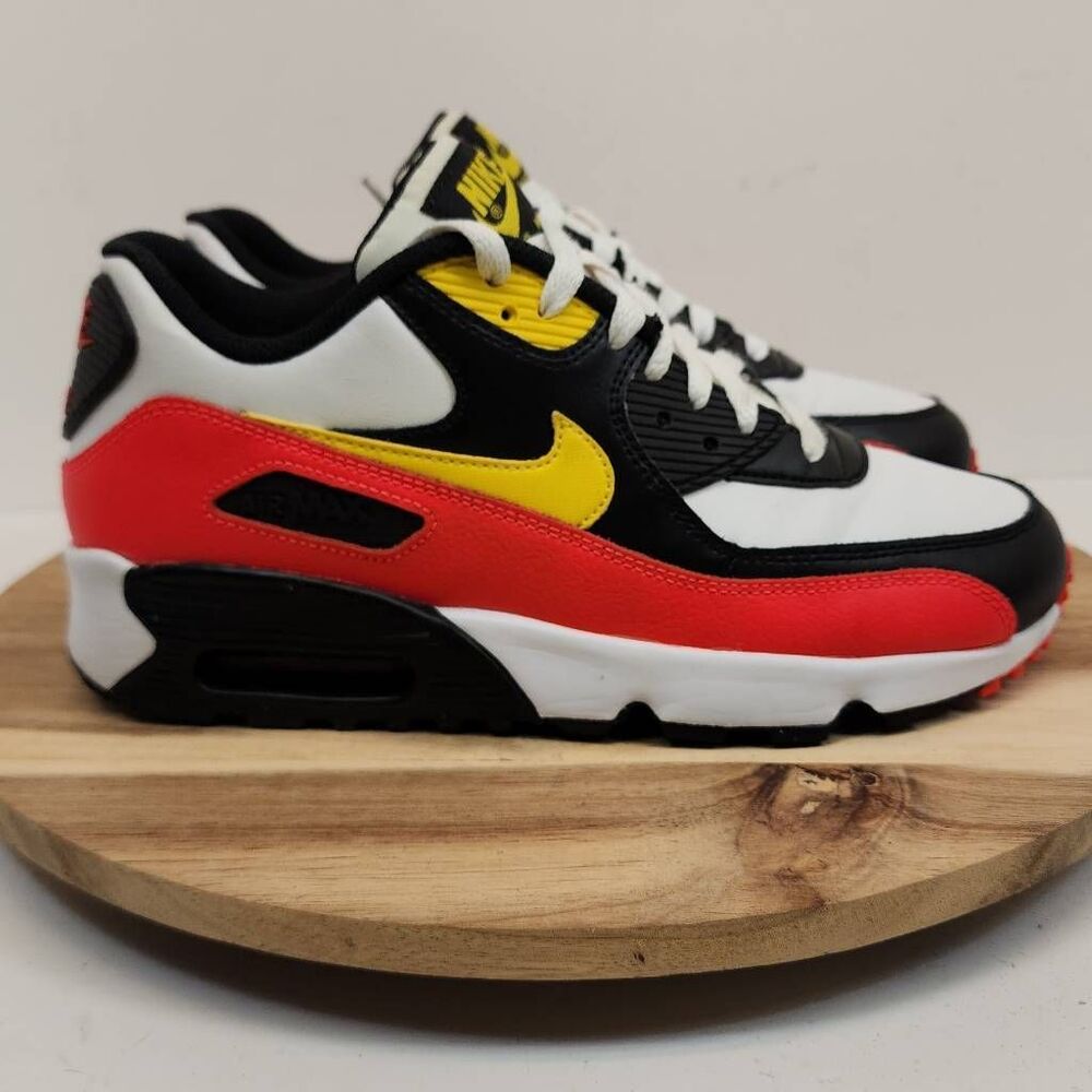 Nike Air Max 90 Leather GS 'Chrome Yellow Black Crimson' Size 6.5Y